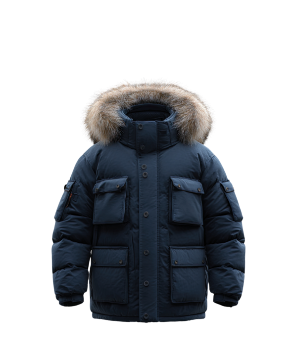 Nordic Shield Fur-Hood Parka Jacket (Navy)